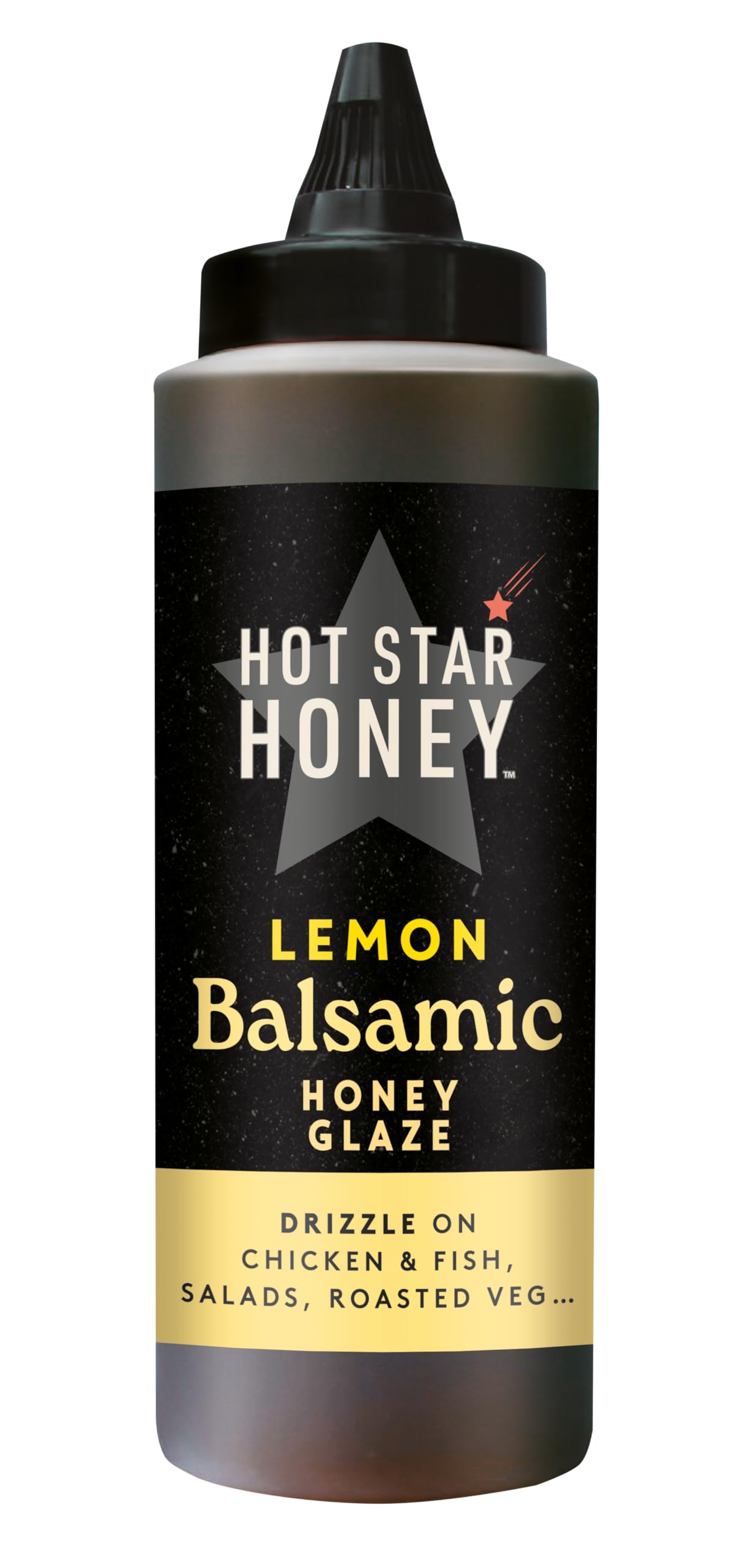 Hot Star Honey Lemon Balsamic Glaze - CITRUSY BALSAMIC GLAZE WITH HONEY AND LEMON - DRIZZLE ON CHICKEN & FISH SALADS, ROASTED VEGTABLES - 325g