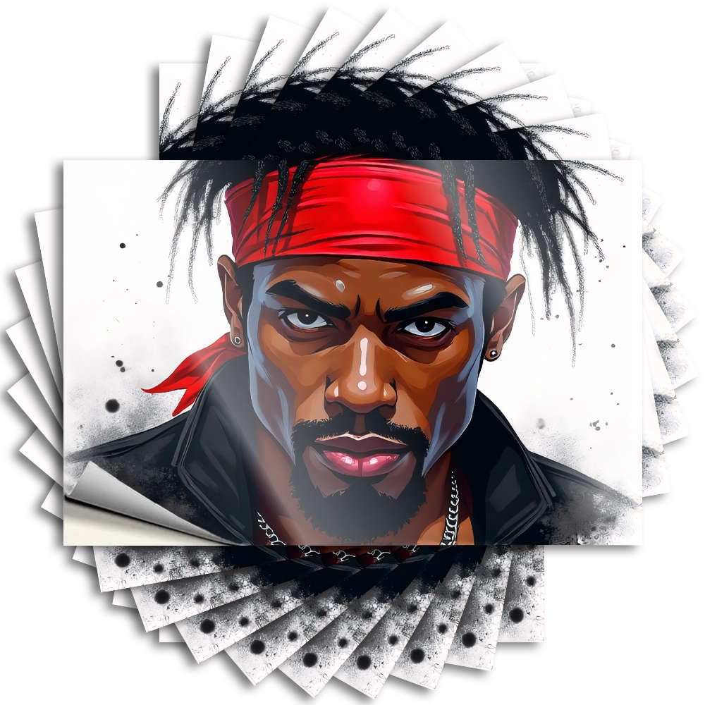 Stickers Stuff for Room Custom Stickers, Garage Waterproof A Man with A Red Bandana and Intense Gaze. for Hydro Flask | Autumn Vinyl Decals for Free Holiday Gift(6X9CM)
