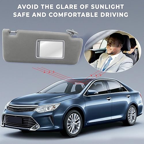 Miniatura 6 de SCITOO Conjunto de visera solar gris del lado derecho del pasajero para Toyota 2005 2006 2007 2008 2009 2010 2011 2012 2013 2014 para Toyota sin