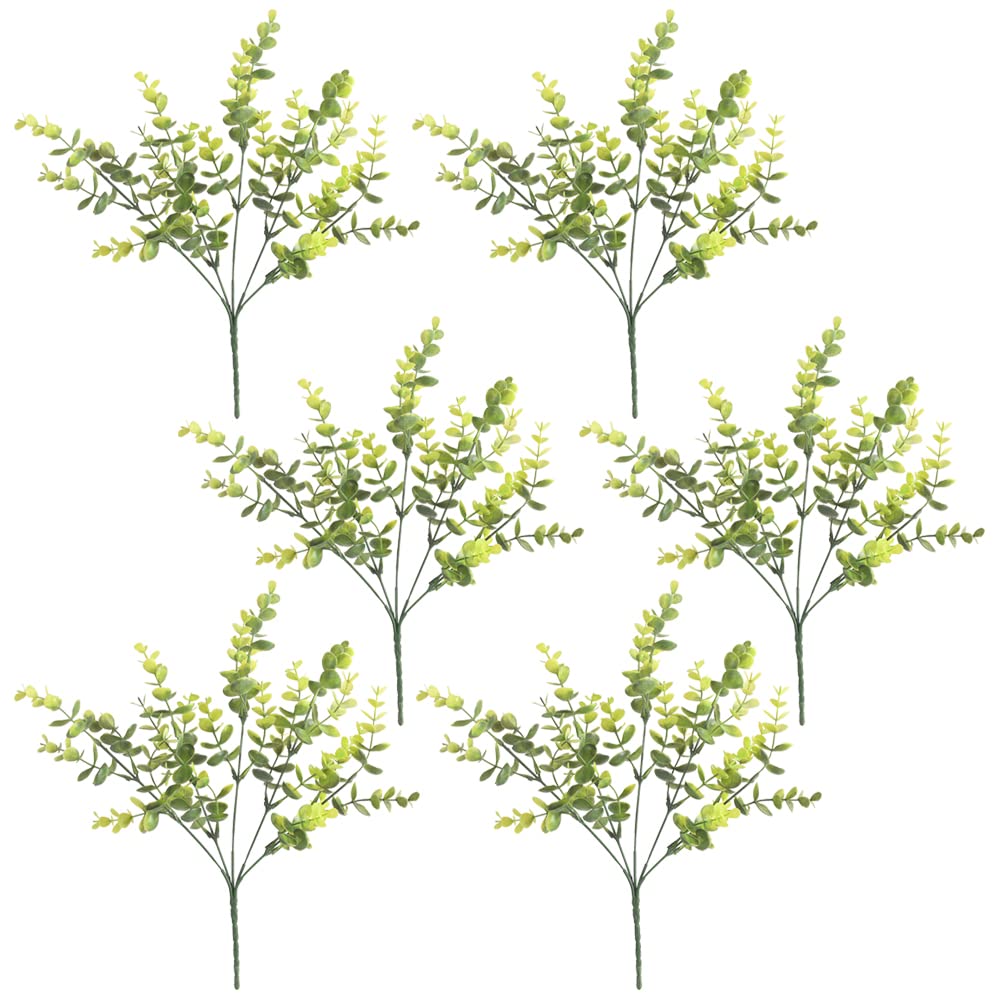 homEdge Künstlicher Eukalyptus-Plektrum, 6 Bündel, UV-beständig, künstliches Bouguet für Dekoration
