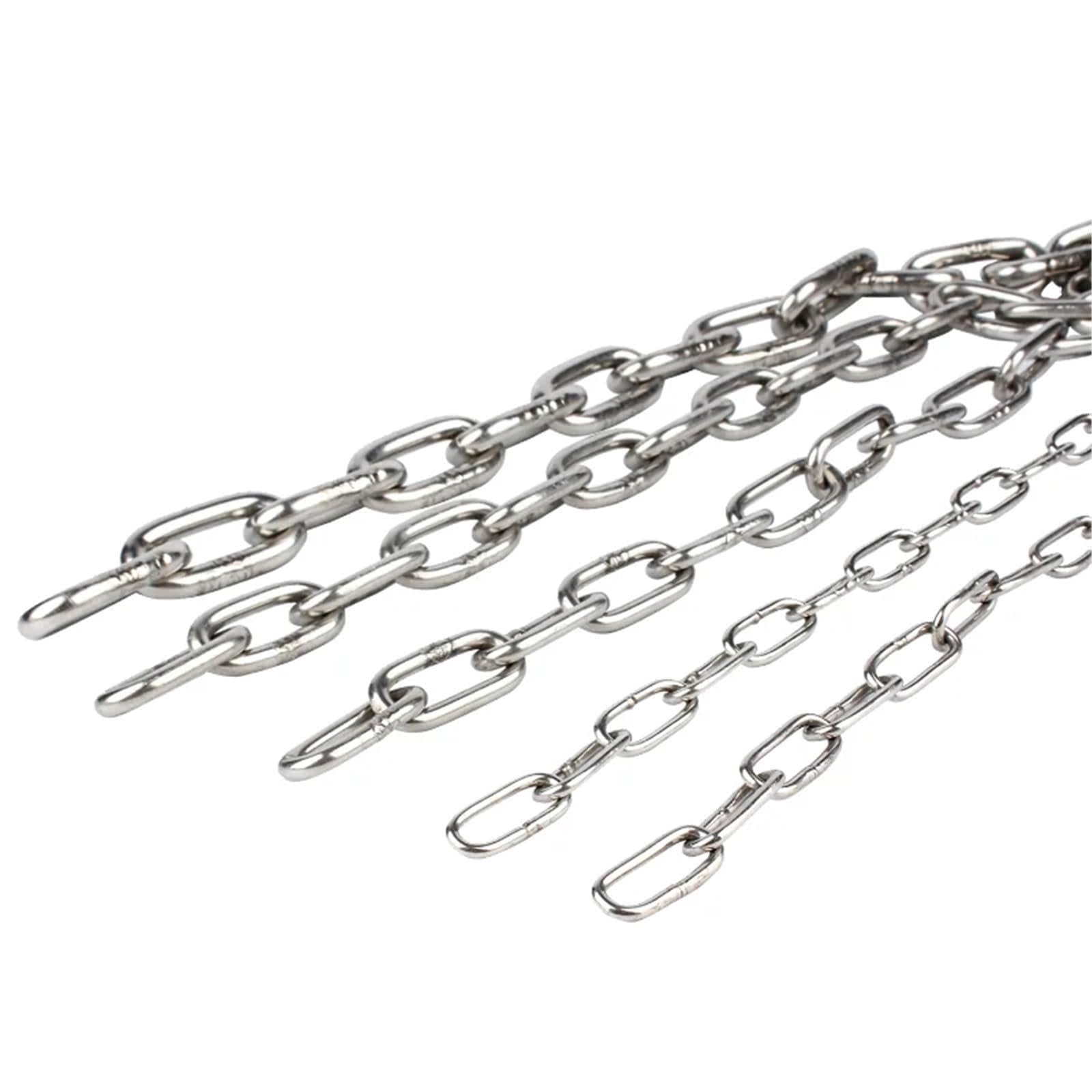 Cadena Cadenas de acero inoxidable 304, cadena eslabones largos, cuerda Metal tracción for mascotas, 2 uds(4mm(1m)-2Pcs)