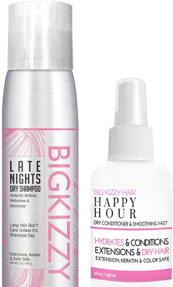 Best Dry Shampoo & Dry Conditioner Spray for Hair Extensions, Long and Oily Hair Types. Dries Clear - Blonde and Dark Brunette Hair. Adds Weightless No Grit Volume.