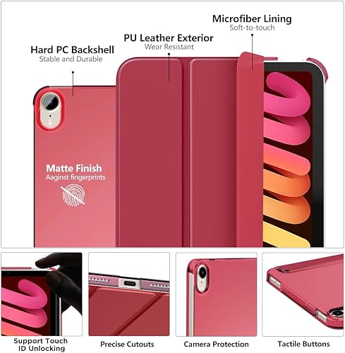 Miniatura 172 de MoKo Funda para iPad mini 7 (A17 Pro) Generation Case 2024, iPad mini 6 2021, funda delgada y ligera de 8.3 pulgadas de carcasa de policarbonato