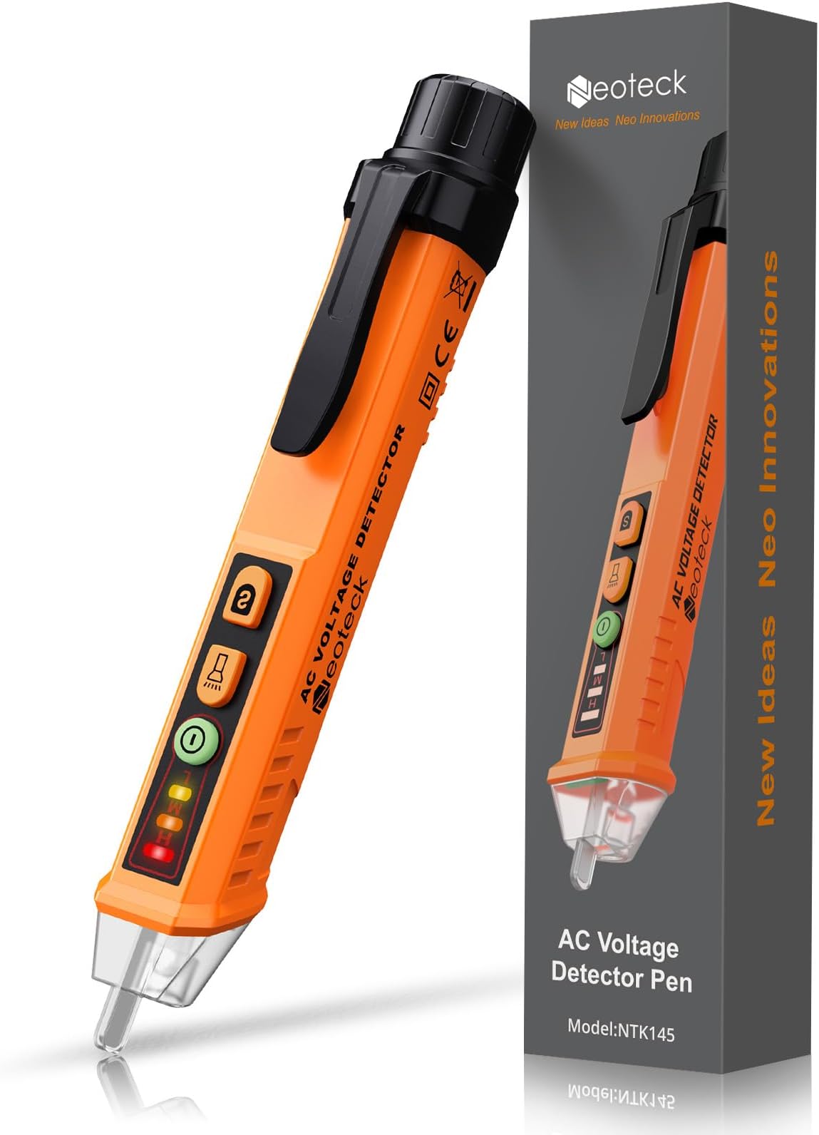 NeoteckNon-Contact Voltage Tester with Adjustable Sensitivity, LED Flashlight, Buzzer Alarm, Dual Range AC 12V-1000V/48V-1000V, Live/Null Wire Judgment