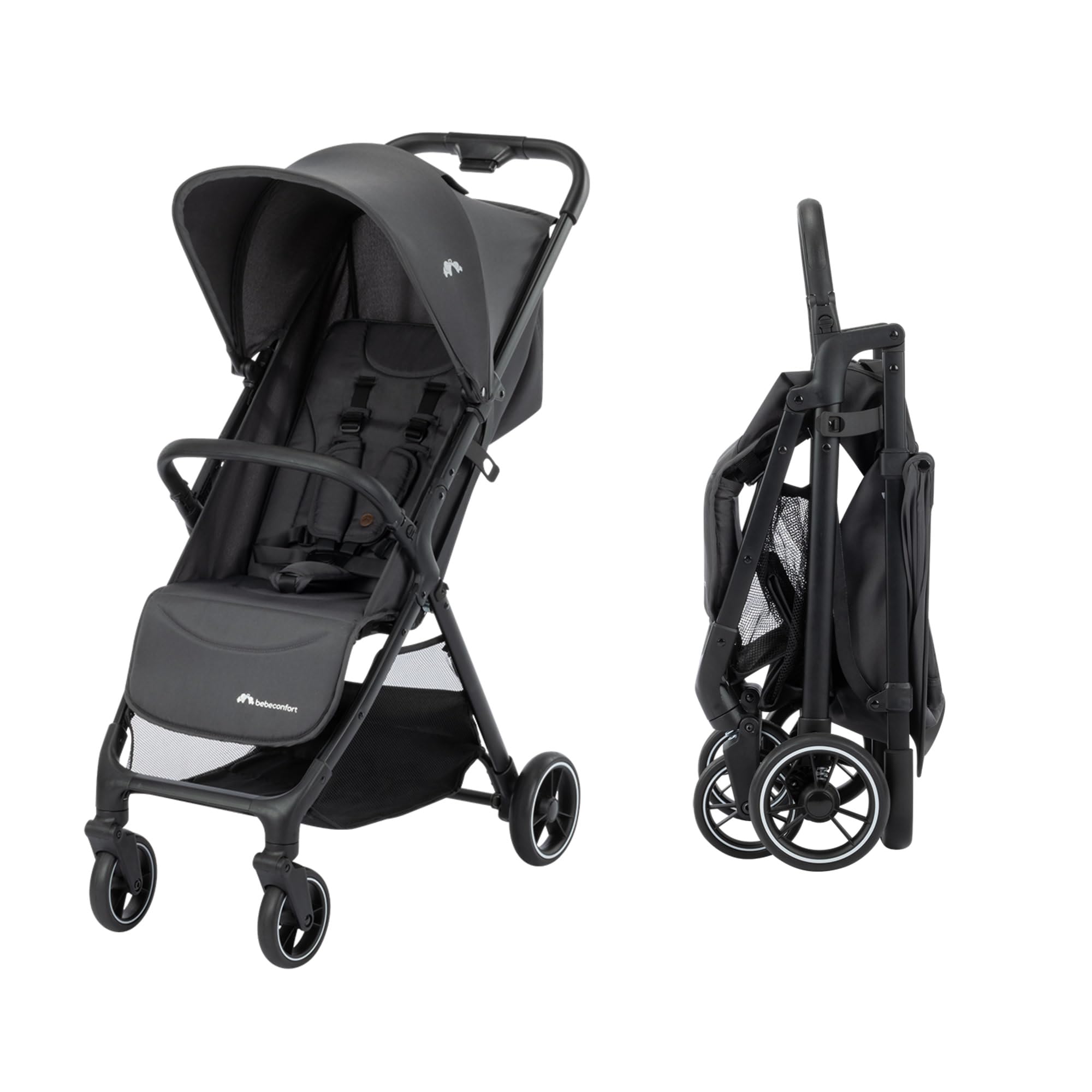 Bebeconfort Azur, Passeggino Compatto, 0-3 anni (15 kg), Passeggino Leggero, Chiusura Automatica a Una Mano, Reclinabile Fino a Posizione Sdraiata, Spazioso Cestello Portaoggetti, Mineral Graphite