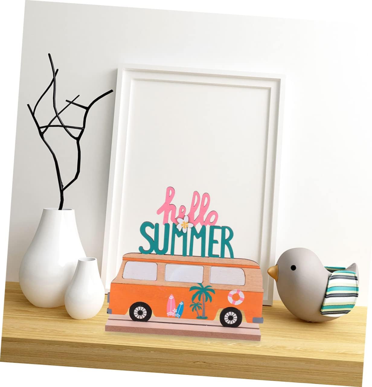 Zerodeko Sets Hawaiian Home Decor Wooden Table Sign Centerpiece Parrot Design Tropical Theme Pcs