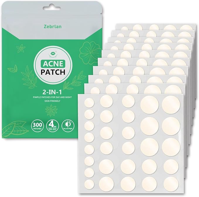 300 Pezzi Patch Brufoli Cerotti Pimple Patch Acne Invisibili Idrocolloide Cerotti Per Brufoli 2-In-1 Giorno e Notte Impermeabili e Traspiranti Pimple Patches