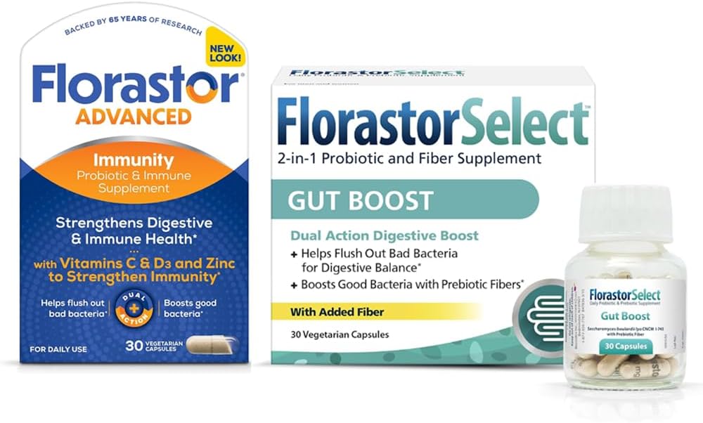 Gut & Immunity Boost Bundle - 30 ct. Gut Boost Daily Probiotic & Prebiotic + 30 ct. Immunity Boost & Support Daily Probiotic – Saccharomyces Bouldari for optimal Digestion & Immunity Support
