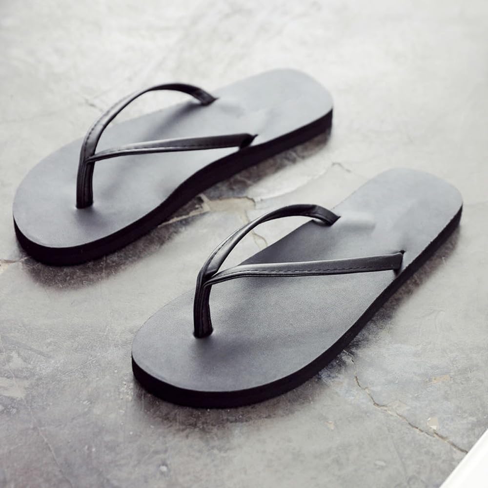 Slim Flip Flops for Women and Men, Shower Flat Sandals for Summer Bathroom Beach Pool, Ultra Lightweight Basic Thongs Rubber Soft Slide Slip-on Shoes 10.5-11 Women/8.5-9 Men Grey image 2 of 6 B0DRYMJBGW