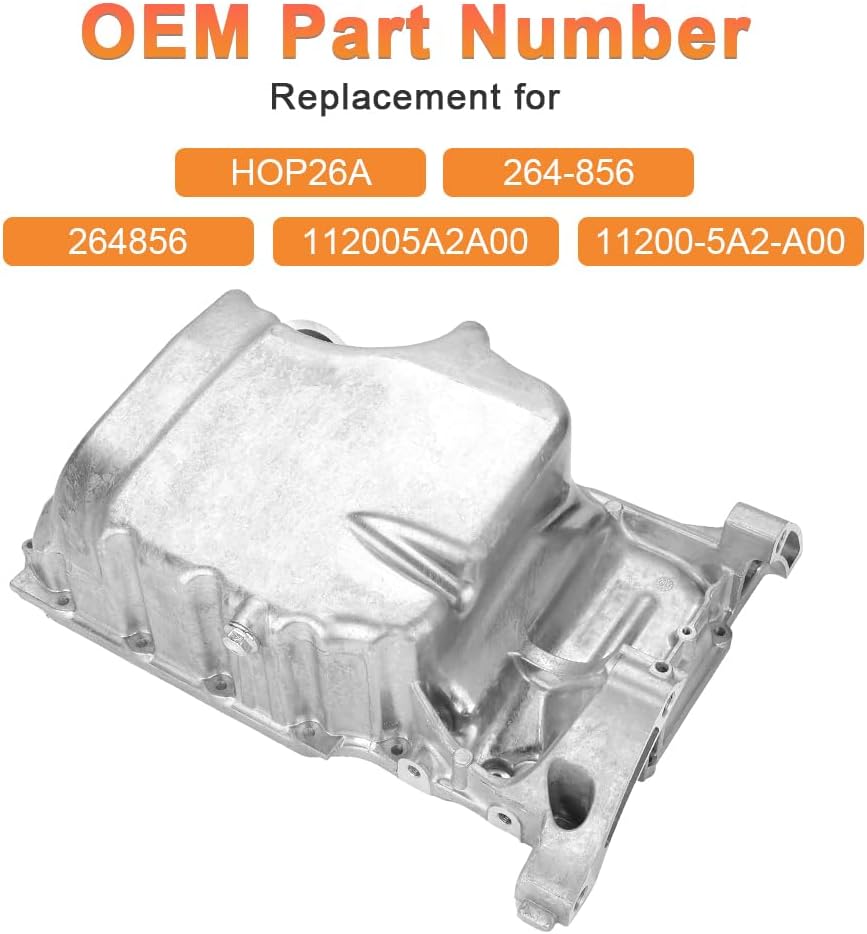 Engine Oil Pan Sump with Drain Plug Compatible with Honda Accord 2013-2017 Acura TLX 2015-2020 2.4L Replacement for 11200-5A2-A00 264-856 HOP26A