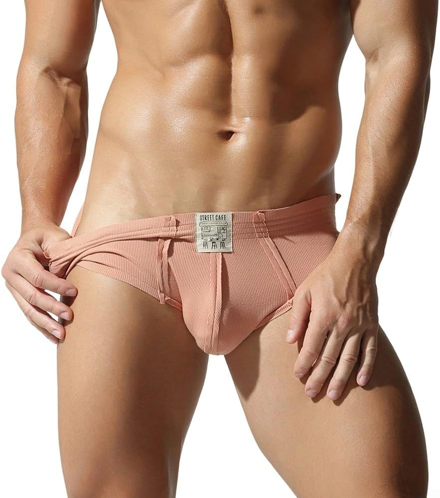 Men's Cotton Briefs, 3-Pack, Solid Colour Underwear with U-Convex Pouch, Breathable & Soft, for Daily Wear