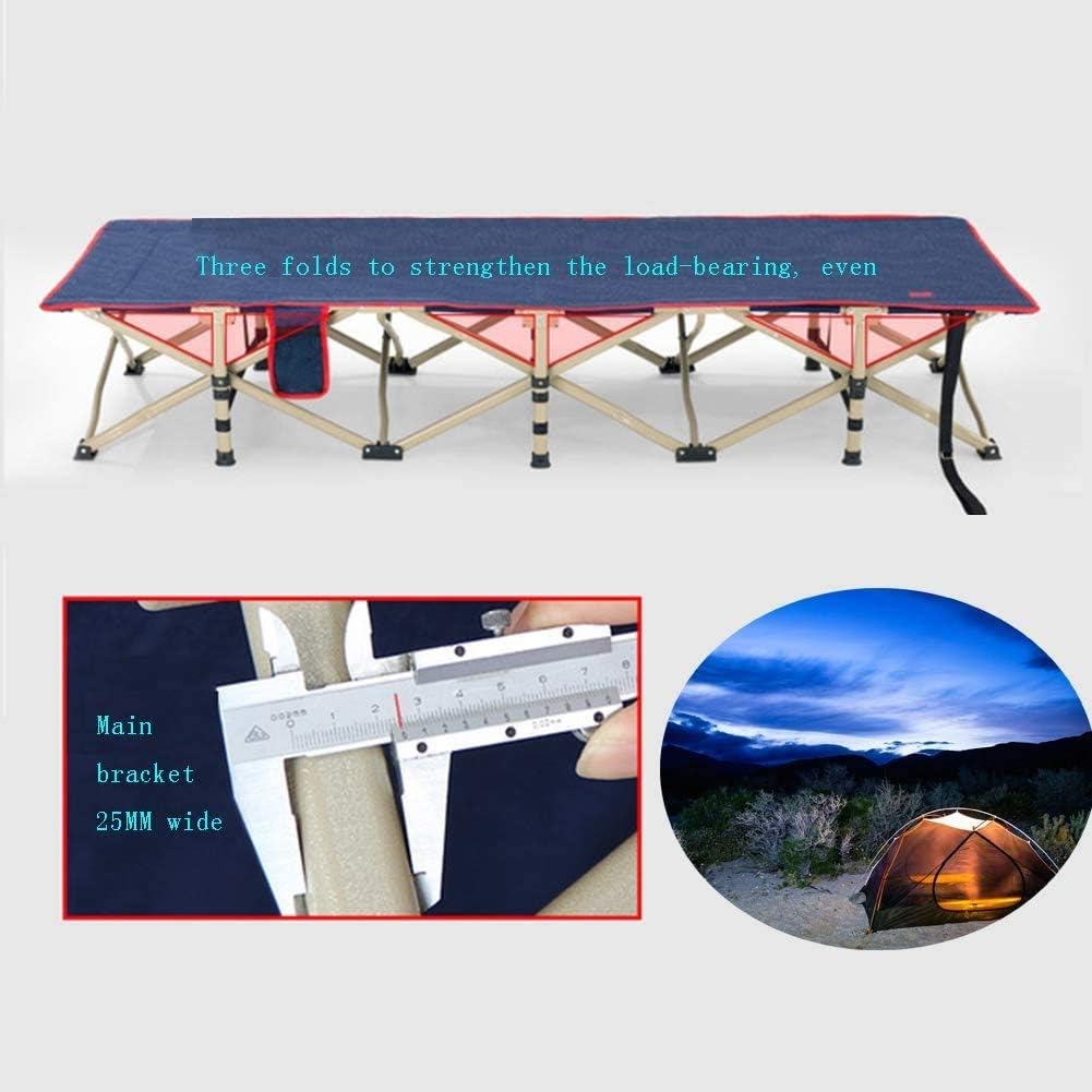 Outdoor Folding Single Person Camping Bed Foldable Sleeping Bed Cots for Adults with Side Bag(190cmx70cm)