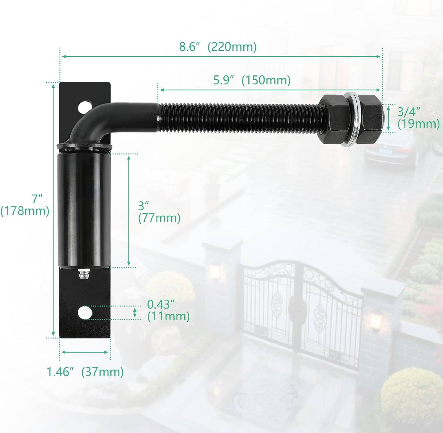 2 Packs Heavy Duty Bolt-on 3/4" J Bolt Gate Hinge, 7-inch Industrial Hinges for Large Heavy Driveway Gates Up to 1100 Pounds, No Welding, Lubricated Ball Bearing Hinge (7 in - 2 Pack)