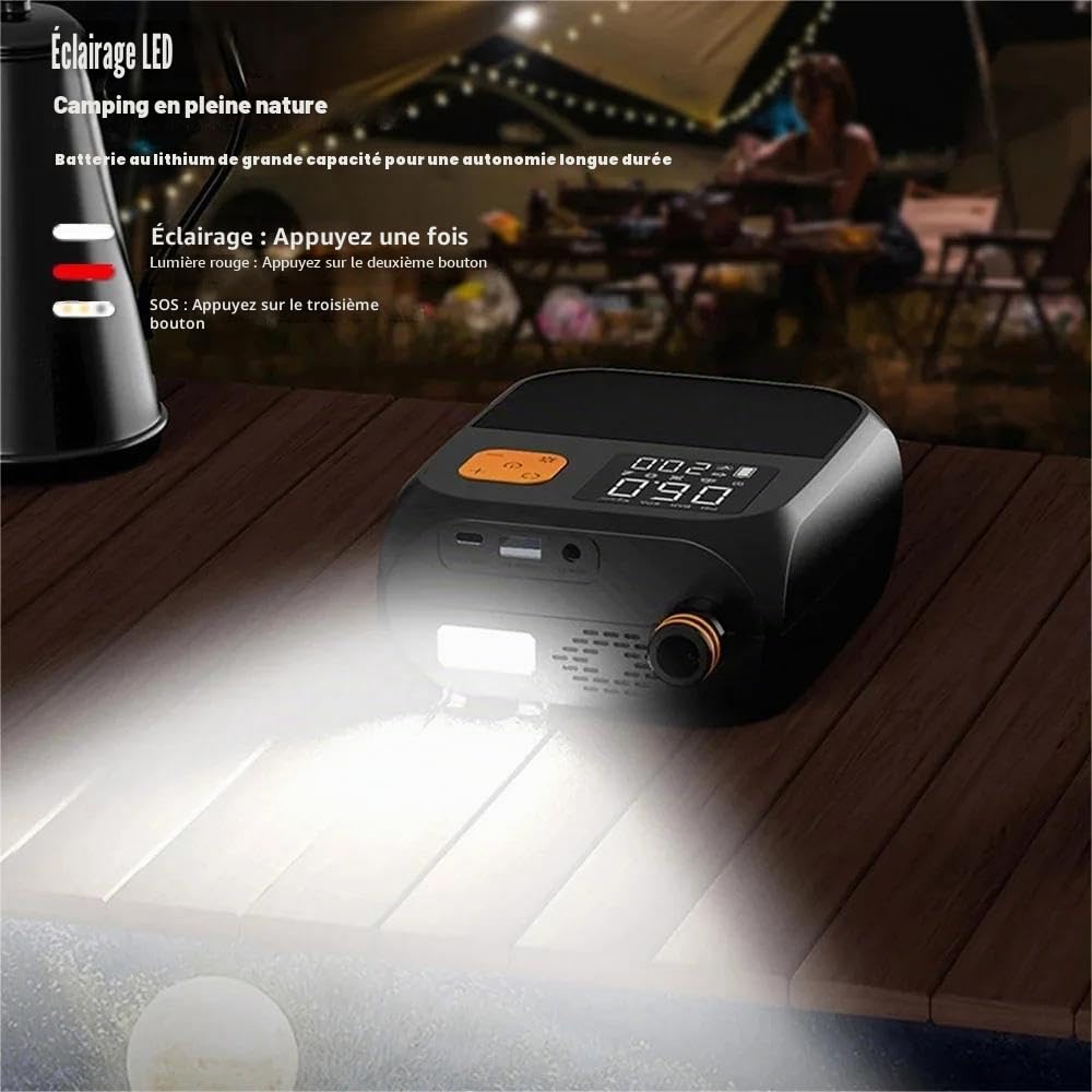 Pompe Paddle Electrique,Pompe à Air Rechargeable 120 l/Min,Pompe à Air Portable Sup,USB Ports LED Lumières,Gonflage à Deux étapes,Convient pour Kayaks,Voiles et Appareils