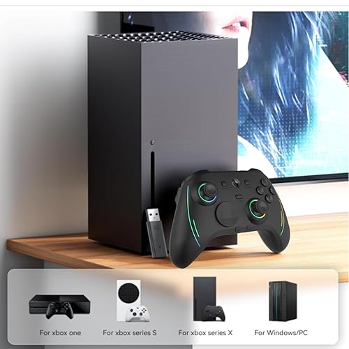 Miniatura 2 de ROTOMOON HD151-S Wireless Game Controller with 7 Colors LED Lighting Compatible with Xbox One SX, Xbox Series SX, with 2.4G Wireless Adapter, 3.5mm