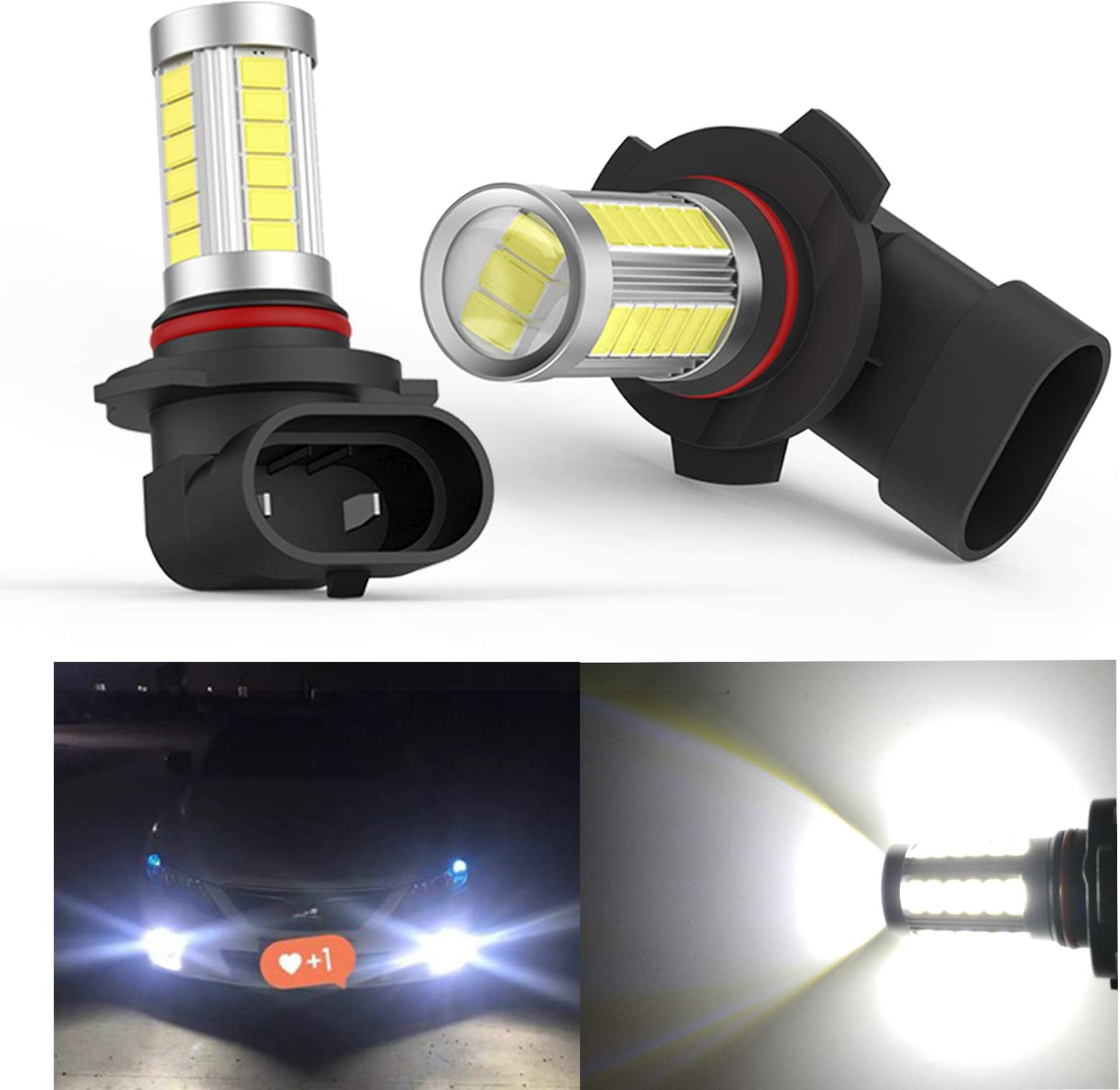 firiKer H10 9145 Led Fog Lights New Upgrade 9145 9140 Led Fog Lights 24V 33SMD 5730 Chipsets Led Fog Lights Bulbs H10 9145 9140 For DRL Lights,Fog Lights,6500K White