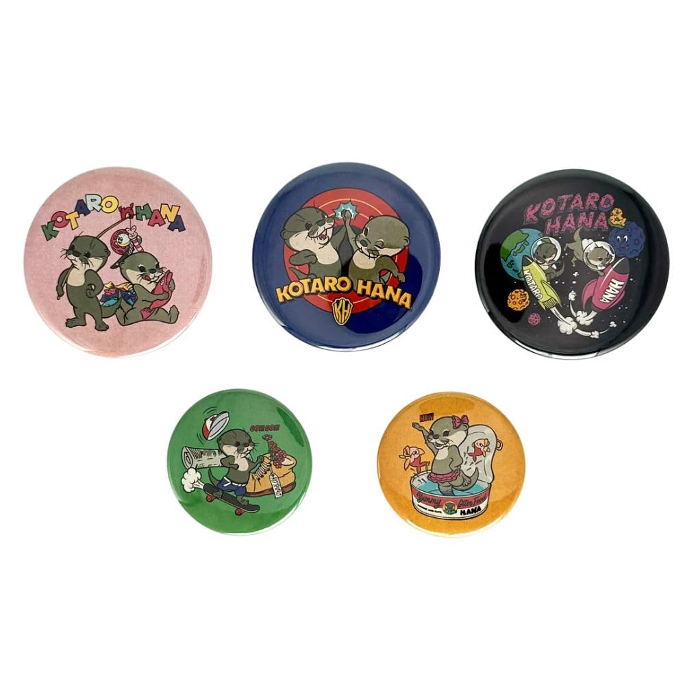 KOTSUMET Official Otter Kotaro&Hana Cartoon Button Pin Set (5pcs)
