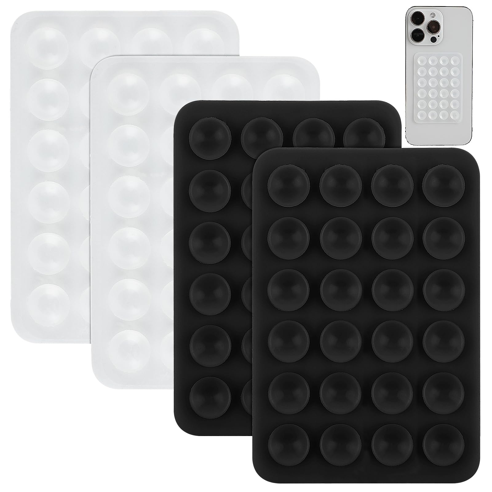 FYJLXF 4Pcs Silicone Suction Phone Case Mount, Hands-Free Sticky Cell Phone Grip Silicone Phone Sticky Grip for Selfies and Tiktok Videos Compatible with iPhone and Android Cases