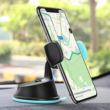 GIRIK Dual Purpose 360-Degree Rotating Mobile Car Mount Holder Stand for Windscreen, Dashboard & Table Desk with Double Grip Holder-855 for GPS and MAP USE