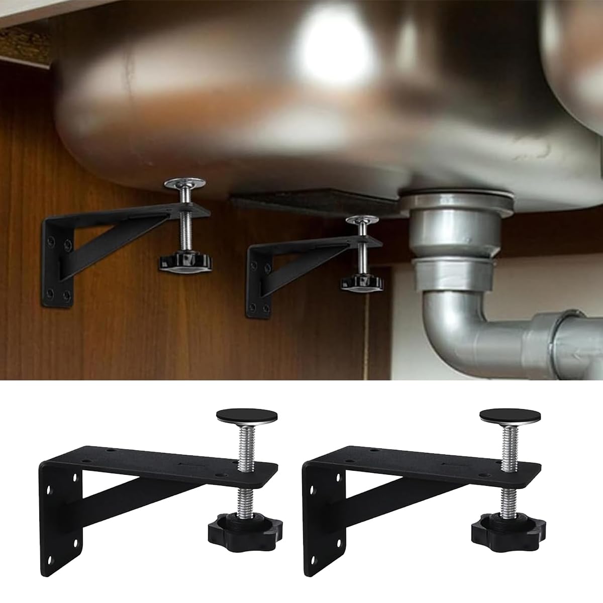 Alide Kit De Reparación De 4 Soportes Para Fregadero Bajo Encimera Para Cocina, Soportes Para Fregadero Bajo Encimera Para Gabinetes Estrechos.