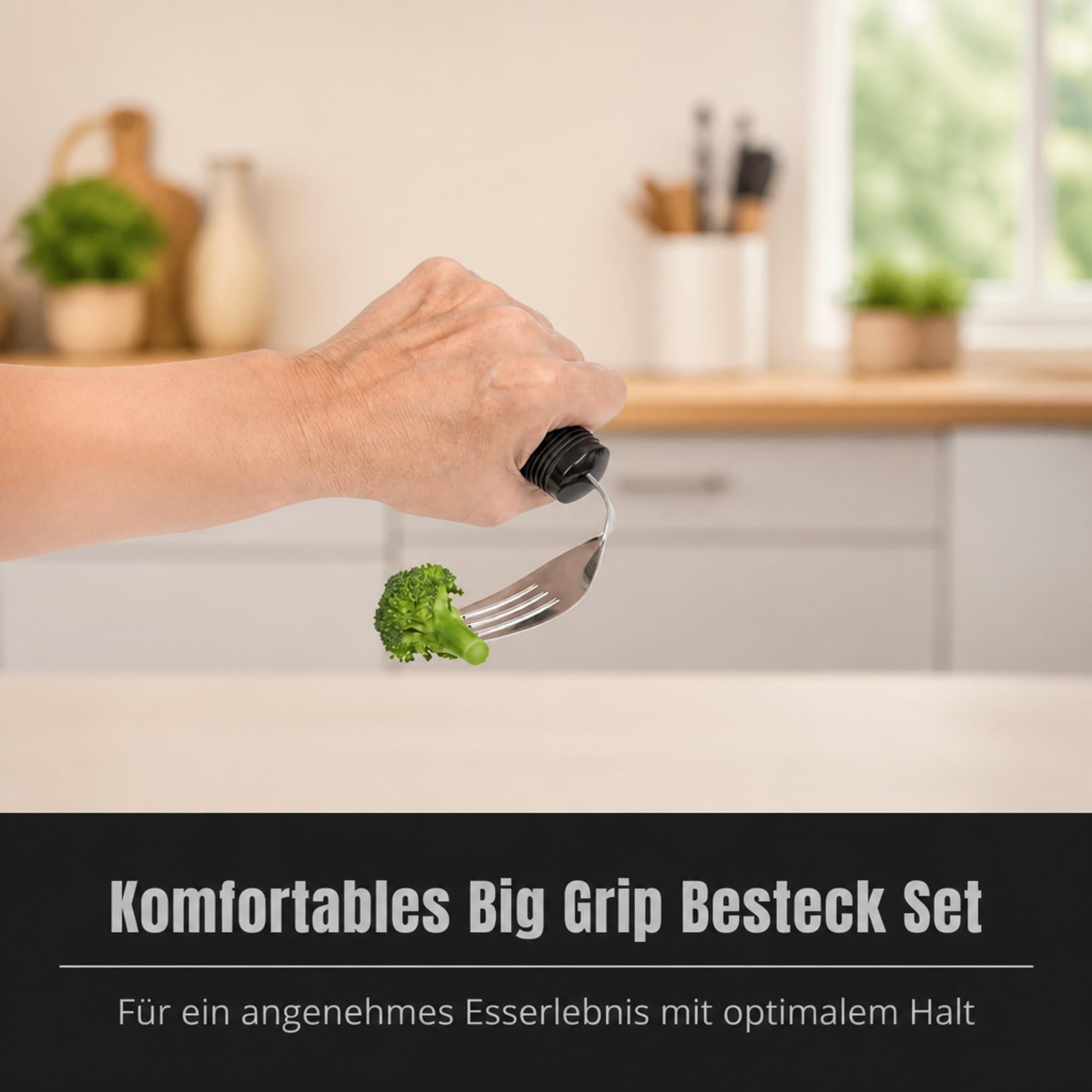 ATC Handels GmbH Big Grip Besteck-Set (4er) – Ergonomisches Besteck-Set zum einfachen Greifen – Biegsam & Spülmaschinenfest