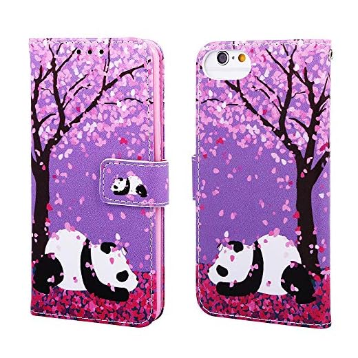 ISADENSER iPhone 7 Case iPhone SE Case [Wallet Stand] Cute Animals Flip Folio Notebook PU Leather Case with Magnetic Close Card Holder Slots Pouch Case for iPhone 8 / iPhone SE 2020 Sakura Panda YB