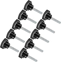 Vista 9 de Perillas de sujeción de estrella, rosca macho M5 x 1.772 in, cabeza de 0.945 in, mango de tornillo de pulgar de plástico, perno roscado negro