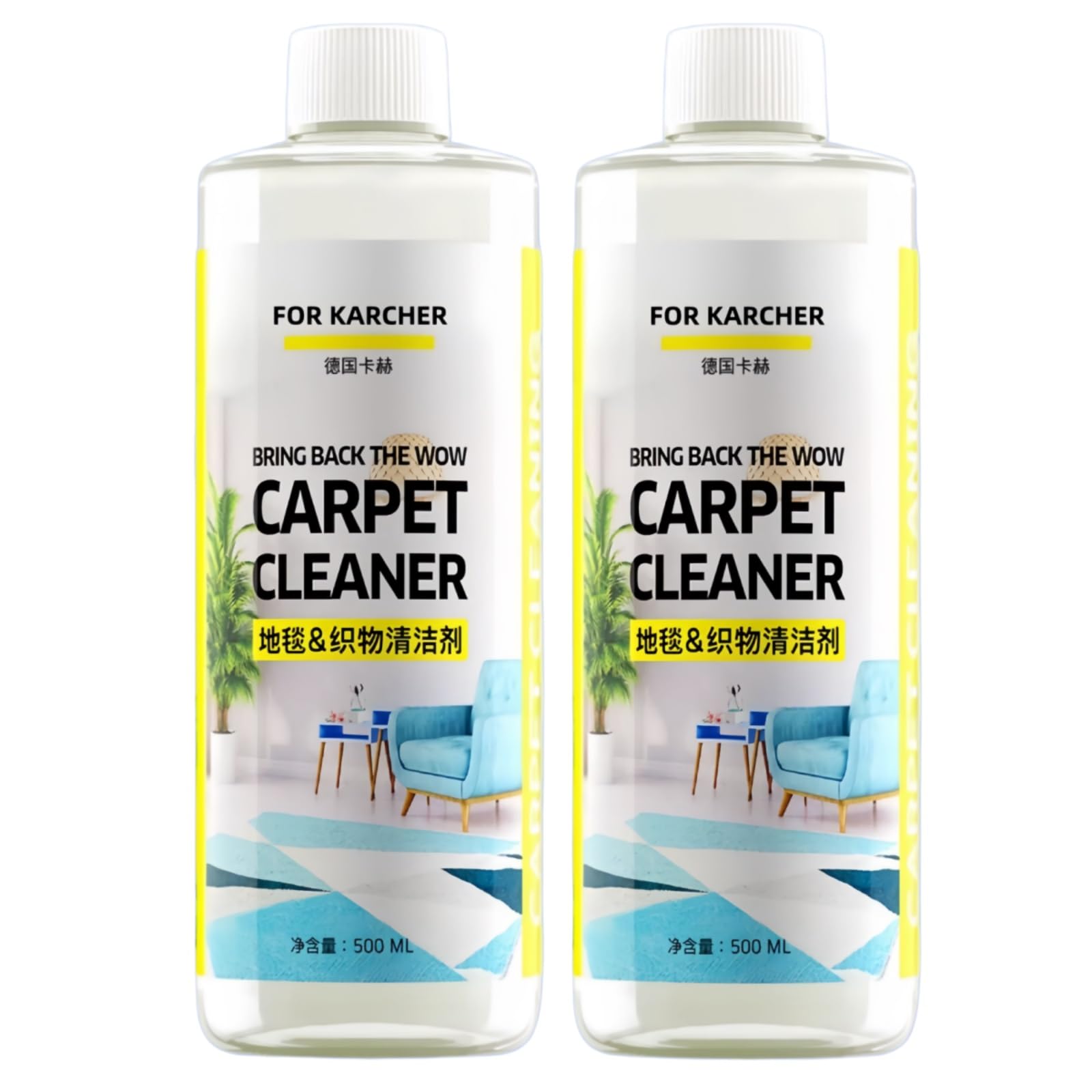 Détachant Et Anti-odeurs 500 Ml, Nettoyant For Tapis, Compatible Avec Kärcher SE PUZZI BRC Série. Tous Les Nettoyeurs De Tapis Profonds Verticaux Et Compacts(2PCS)