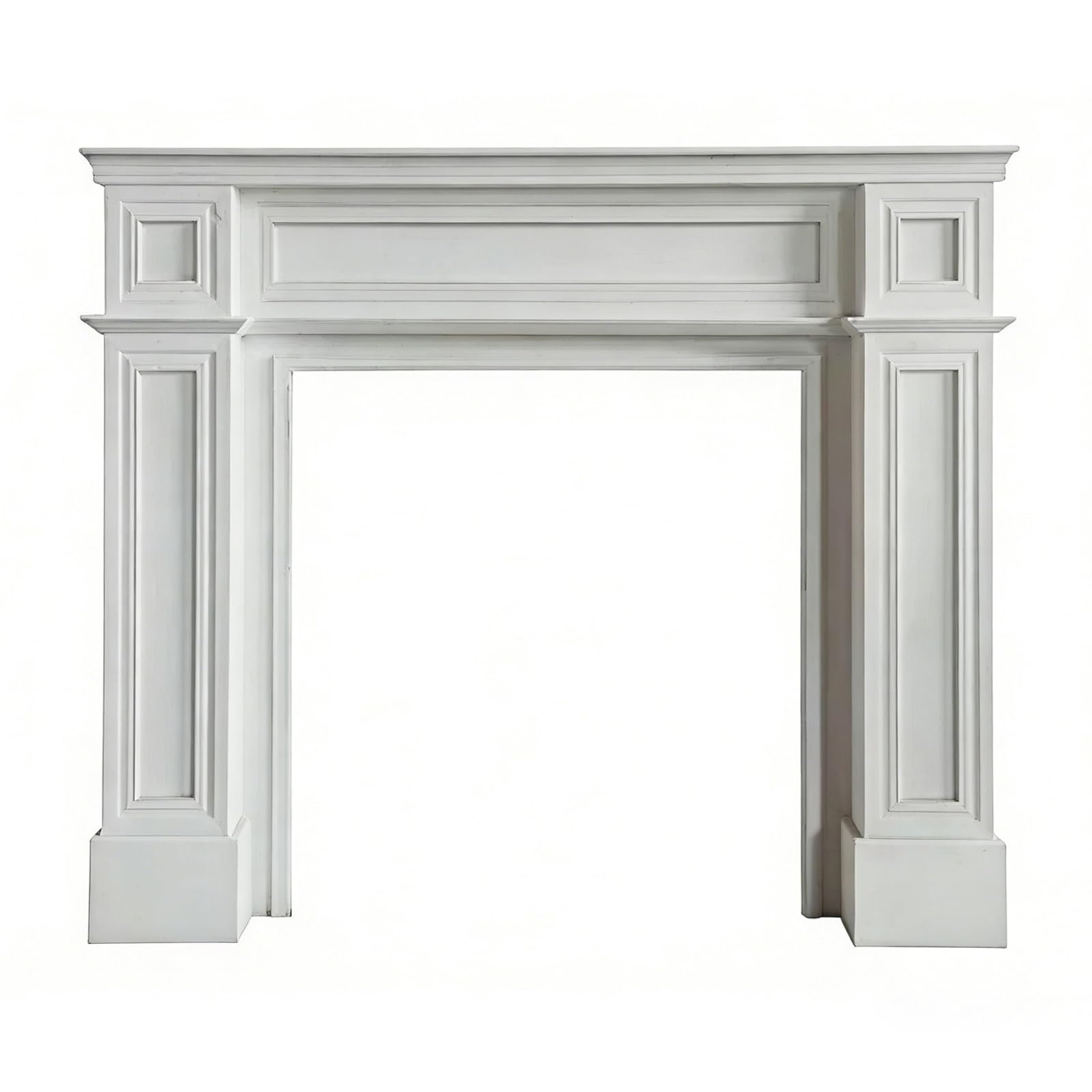 Mantels Surrounds Classic Wood Fireplace Mantel Surround Raised Panel Decorative Shelf Decorated Frame(White,Medium)