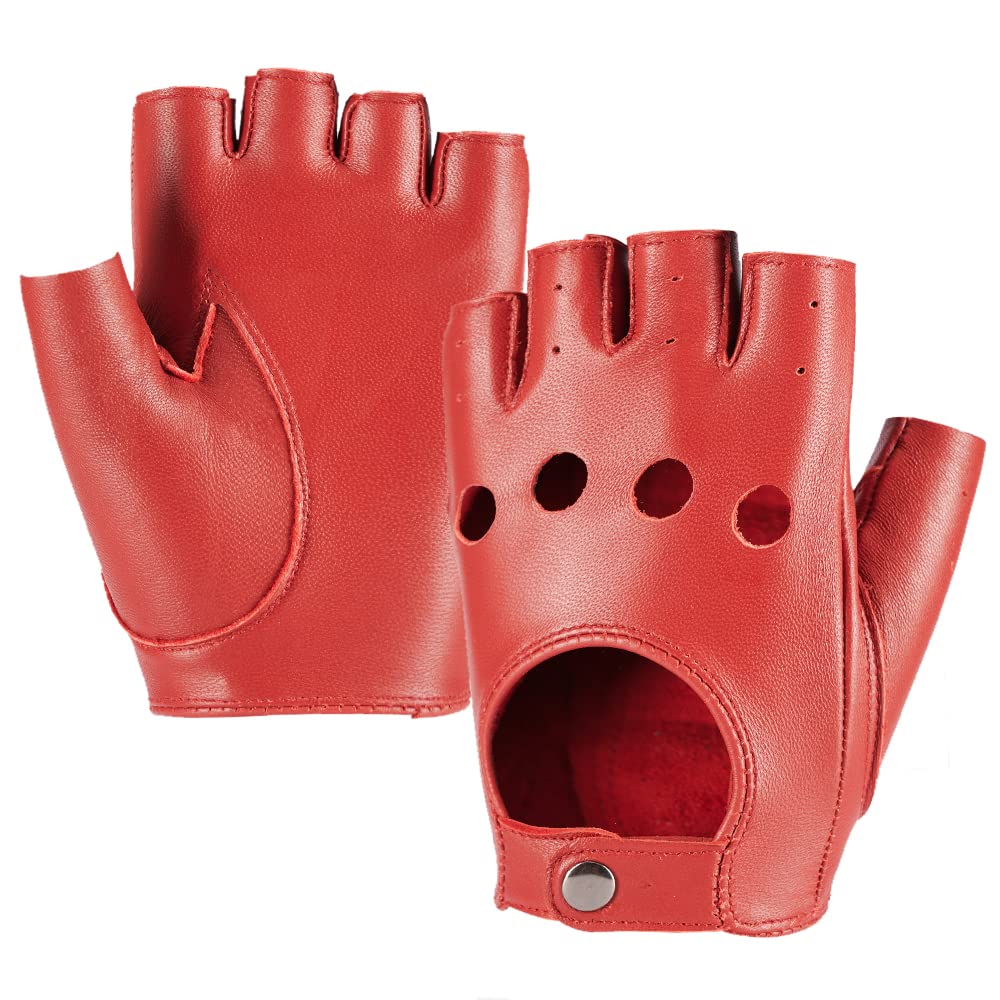 MGGMOKAY mujer Guantes de conducción de cuero sin dedos