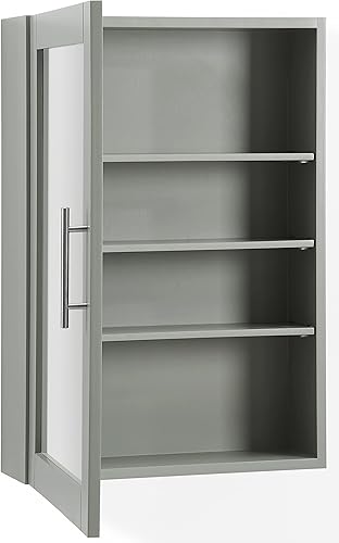 Miniatura 5 de Crosley Furniture Savannah - Armario de pared con espejo, color gris Gris,Blanco