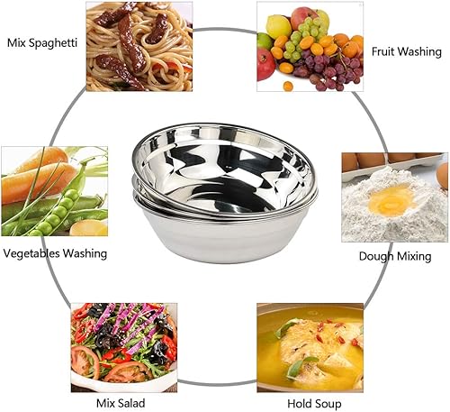 Miniatura 6 de Kekow Cuencos grandes de acero inoxidable, cuenco para servir, juego de 4