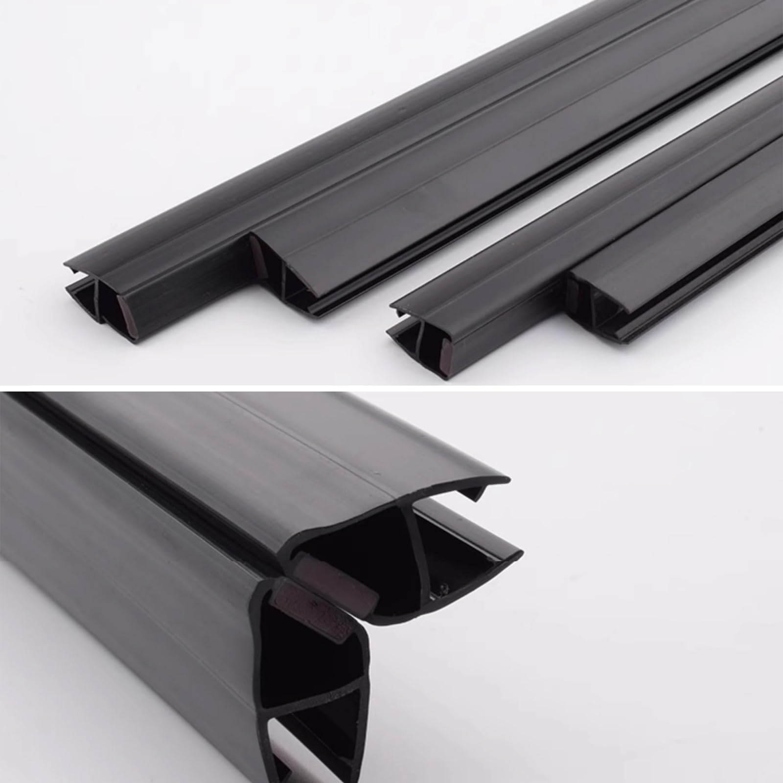 Duschtürdichtung Seitlich Magnet Kann Miteinander Verbunden Werden Geeignet für 8/10 Mm Duschdichtung Gebogen Schwarz 110 Cm Länge aus PVC-Material(A,8mm)