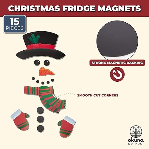 Miniatura 3 de Okuna Outpost Construye tu propio muñeco de nieve imanes para refrigerador (15 piezas)