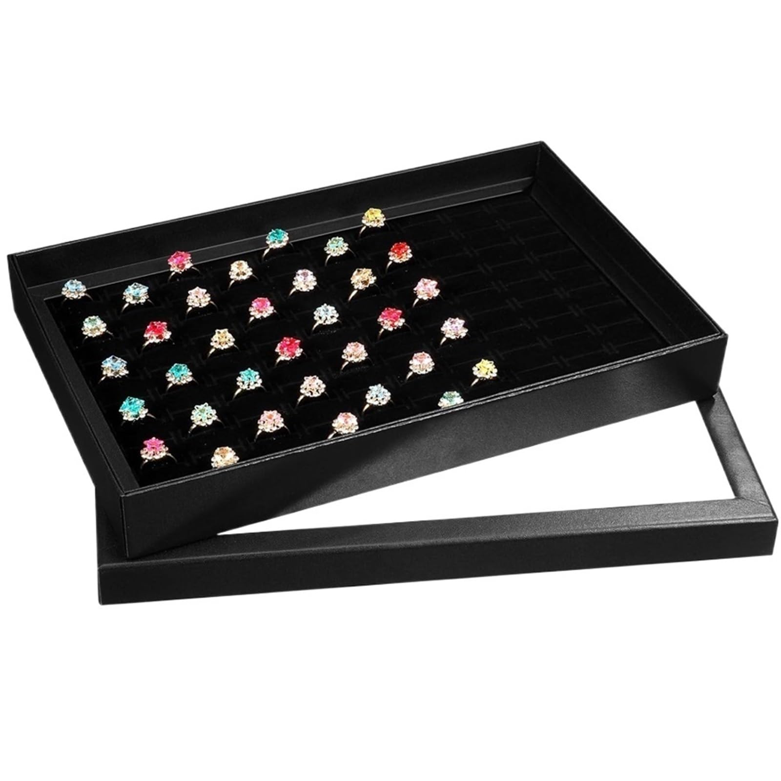ZNJAMN 1PCS Ring Box 100 Slots, Organizers And Storage Jewelry Display Case ForRing Tray Organizer for Ring