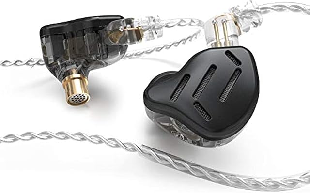 Linsoul KZ Zax 1DD+7BA Hybrid Driver HiFi in-Ear Earphones with Zin Alloy Shell, Detachable 2 Pin 0.75mm OFC Cable (Without Mic, Black)