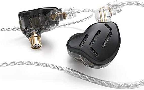 Linsoul KZ Zax 1DD+7BA Hybrid Driver HiFi in-Ear Earphones with Zin Alloy Shell, Detachable 2 Pin 0.75mm OFC Cable Without Mic, Black