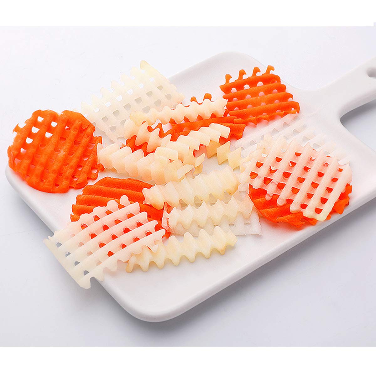Lot de 4 coupes-frites ondulés en acier inoxydable - Pour pommes de terre, légumes et oignons