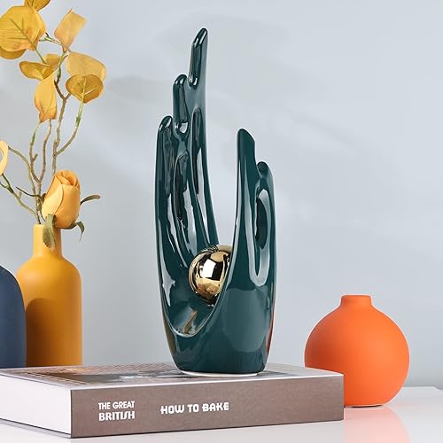 Miniatura 71 de XMGZQ Estatuas y esculturas abstractas de cerámica, estatuas de cerámica de arte naranja y dorado, decoración moderna del hogar para sala de estar