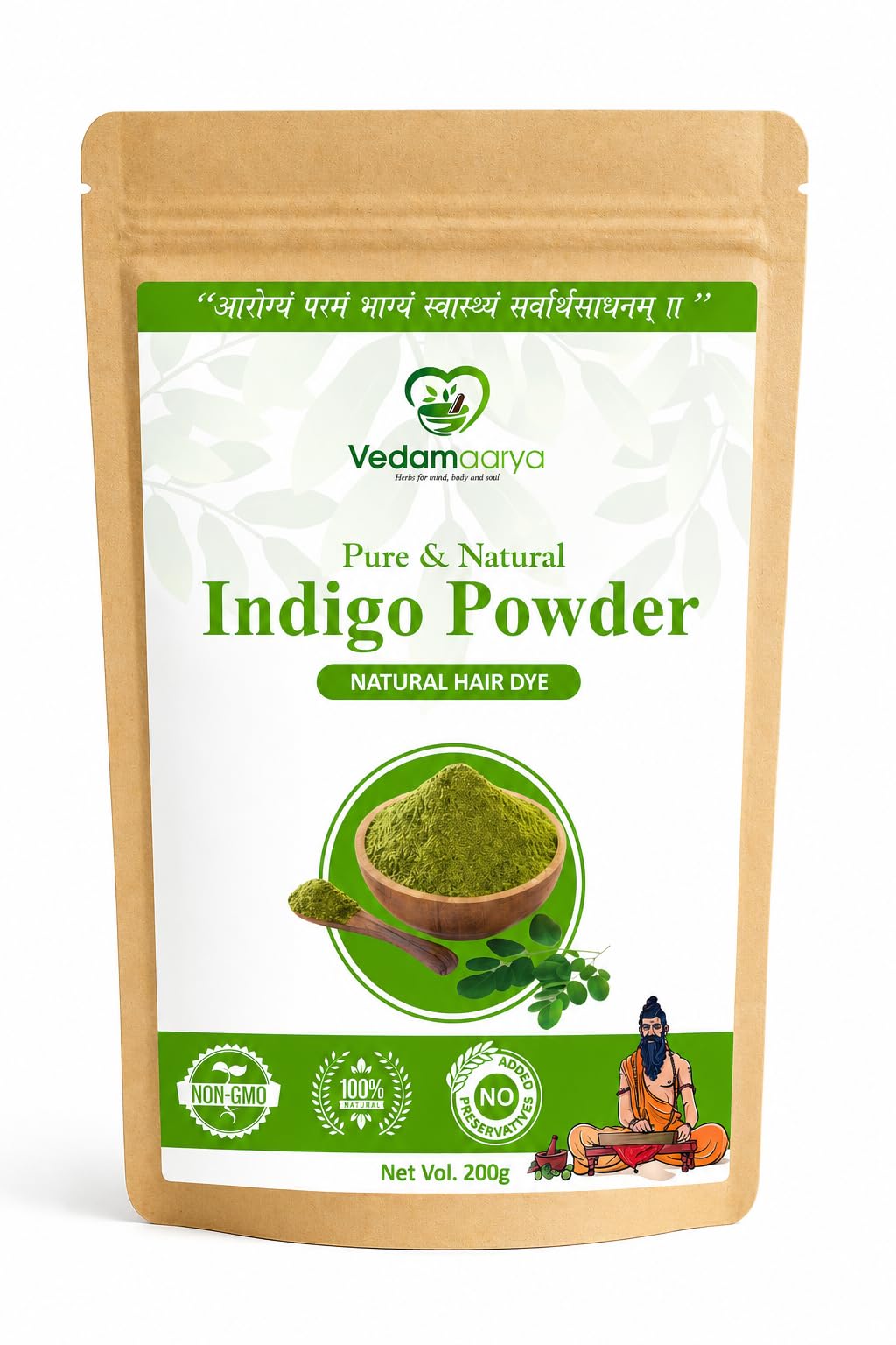 Vedamaarya Indigo Powder 200g | 100% Pure & Natural Hair Dye | Herbal Indigo Leaf Powder for Hair Coloring | Chemical-Free & Ammonia-Free Hair Color | Ayurvedic Natural Hair Care for Soft & Shiny Hair-image-26