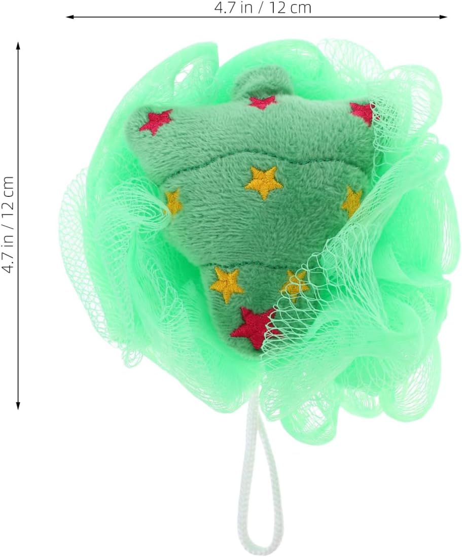 POPETPOP 4 Pcs Christmas Exfoliating Loofah Bath Balls, Creative Christmas Style Body Scrubber, Santa Claus Shower Sponge, Body Scrubber Exfoliator for Kids Women Gentle Cleansing