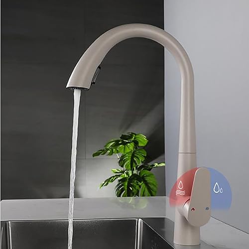 Miniatura 4 de Grifo de cocina extraíble, grifo mezclador para lavabo vegetal, grifos de acero inoxidable, grifos giratorios de 360, grifos fríos y calientes,