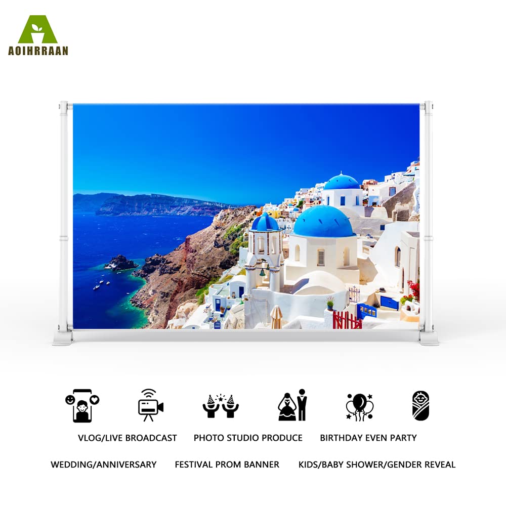 Aoihrraan 2,2x1,5m Santorini Scenery Backdrop Greece Blue Ocean Sky Oia Village Coastal Landscape Photography Background Kids Adult Vacation Portrait Lover Wedding Party Decoration Photo Studio Props - Image 2
