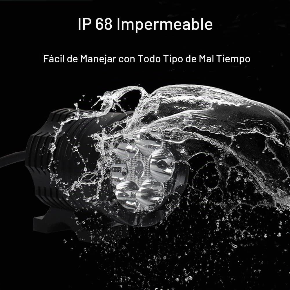 Riloer - 1 par de faros LED universales para motocicletas, triciclos, bicicletas, vehículos eléctricos, focos de motocicletas súper brillantes, faros, haz alto/haz bajo/flash