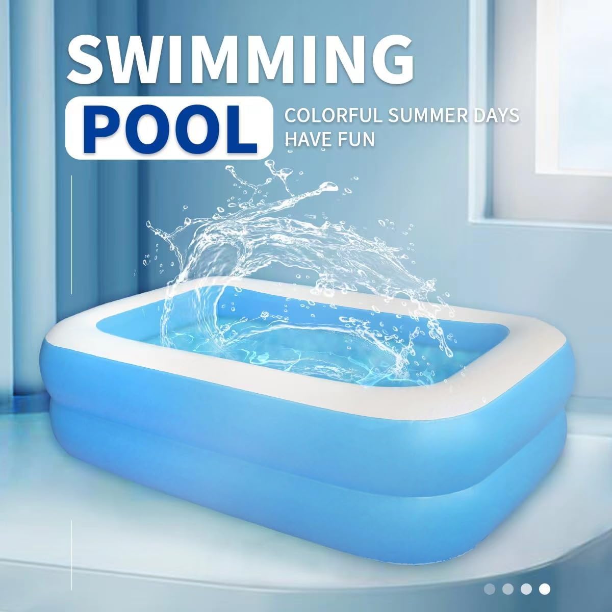 AMBLIC 5.5 Feet Kids Inflatable Swimming Pool, Full-Sized Rectangular Bathtub for Backyard Garden | Summer Party Water Play Pool for Children & Toddlers | Heavy-Duty PVC (Multicolour) (5.5 Feet) 2