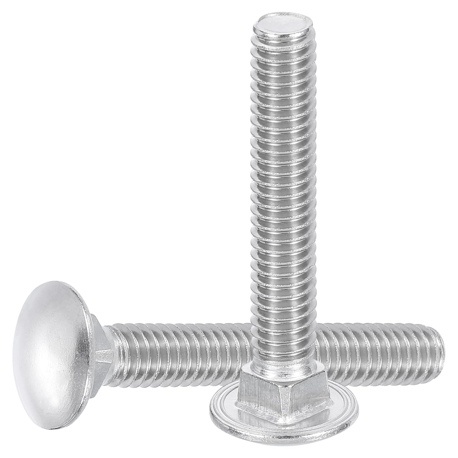 QUARKZMAN 25Pcs Bulloni A Testa Tonda Con Collare Quadrato, 5/16"-18x2-3/4" Acciaio Inox 18-8 (304) Bulloni Viti Per Accessori Di Fissaggio - Argento