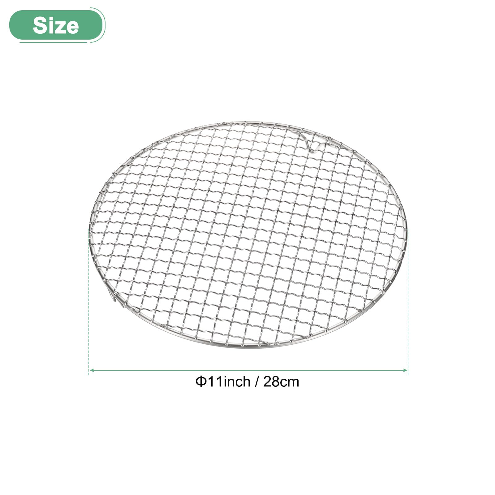 Rejilla de refrigeración redonda de acero sin entrada de 28 cm con patas de 20 mm, ideal para barbacoa, cocinar, asar, cocinar al vapor y secar, estante de alambre [plateado]