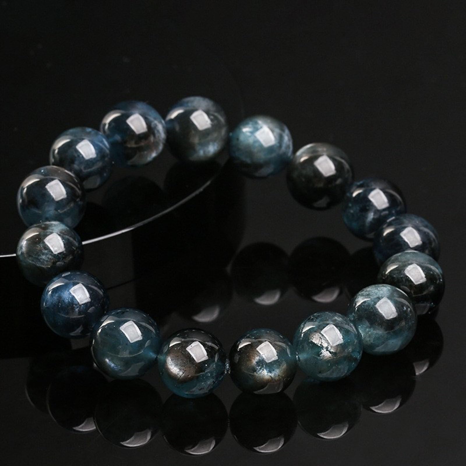 Pulsera de Cristal elástica Ajustable, Cuentas Hechas a Mano, Piedras Preciosas Naturales, Pulseras de Cristales, Aguamarina Natural, Azul, Piedra Preciosa auténtica, Pulsera,9MM