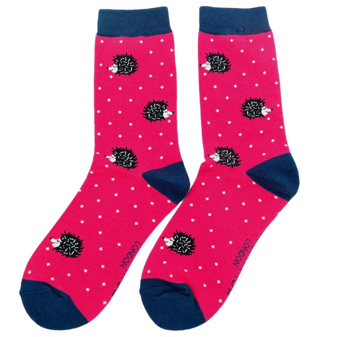 Purple Possum Women's Hot Pink Purple Possum® Hedgehog Socks Cute Hedgehogs Bamboo Cotton Blend In Uk Shoe Size 4-7 (