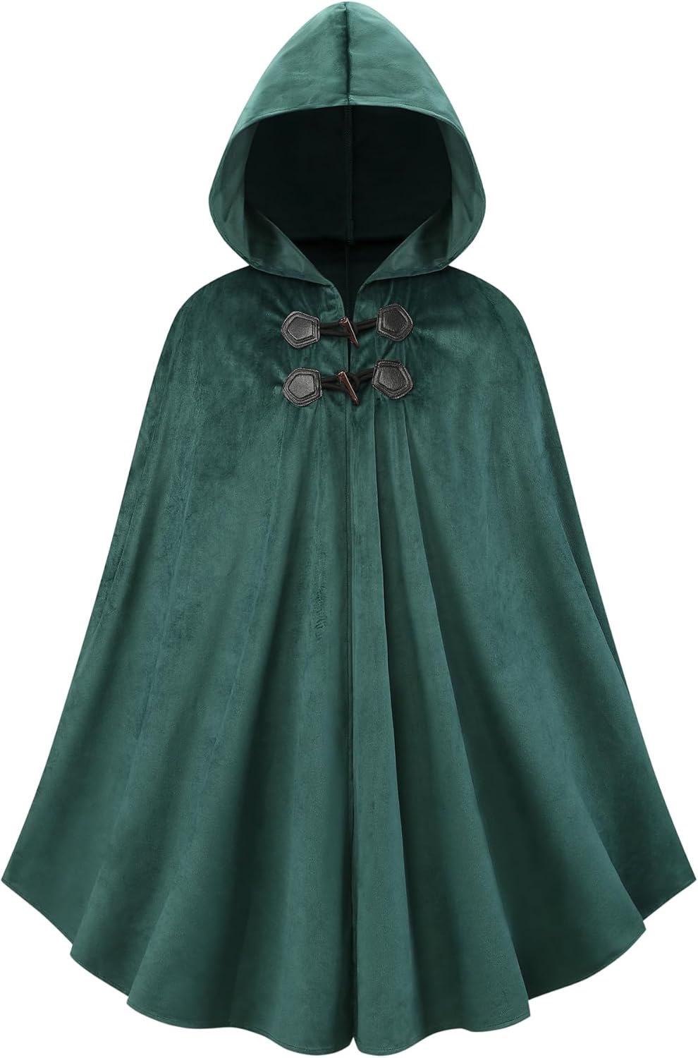 Qtdstz Medieval Hooded Cape, Renaissance Cloak Costume, Dark Green Halloween Cosplay Outfit - Image 2